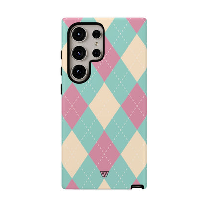 BLUE PINK BEIGE ARGYLE | Tough Phone Case