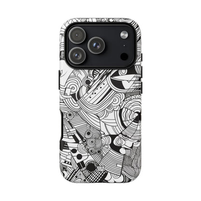 B&W ABSTRACT DOODLE | Tough Phone Case