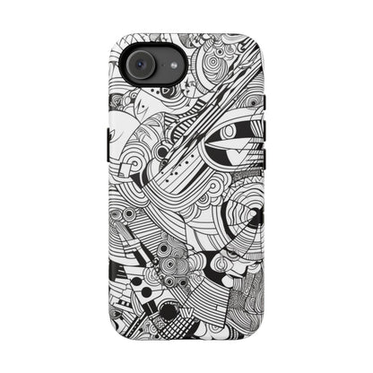 B&W ABSTRACT DOODLE | Tough Phone Case