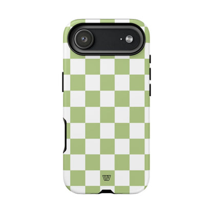 PALE OLIVE WHITE CHECKERBOARD | Tough Phone Case