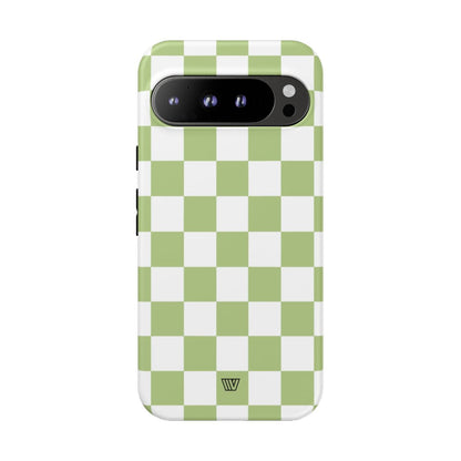 PALE OLIVE WHITE CHECKERBOARD | Tough Phone Case