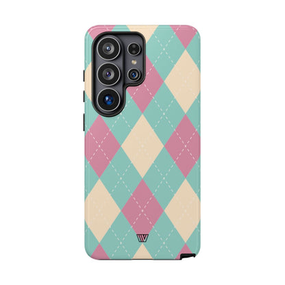 BLUE PINK BEIGE ARGYLE | Tough Phone Case