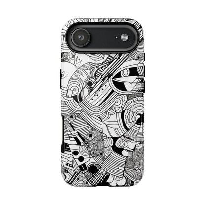 B&W ABSTRACT DOODLE | Tough Phone Case
