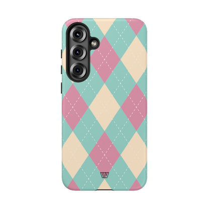 BLUE PINK BEIGE ARGYLE | Tough Phone Case