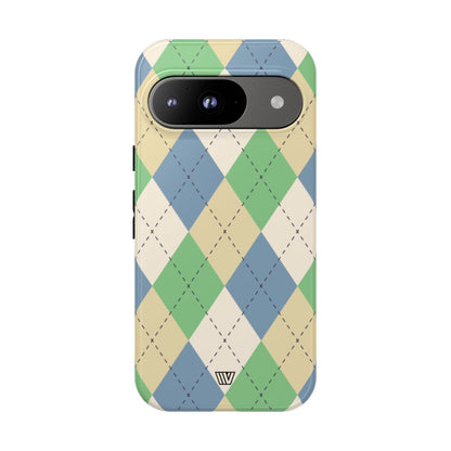 GREEN BLUE BEIGE ARGYLE | Tough Phone Case