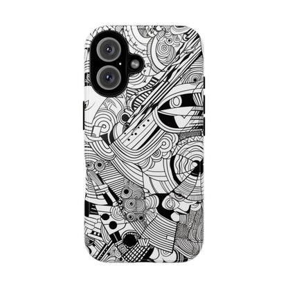 B&W ABSTRACT DOODLE | Tough Phone Case