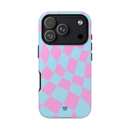 BLUE PINK CURVY CHECKERBOARD | Tough Phone Case