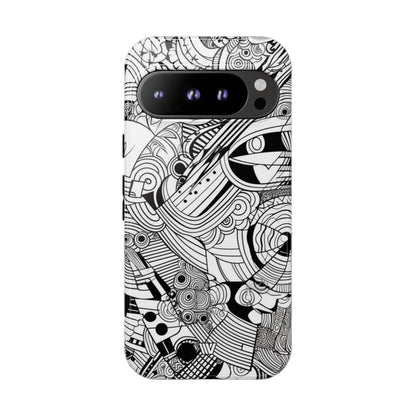 B&W ABSTRACT DOODLE | Tough Phone Case