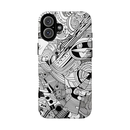 B&W ABSTRACT DOODLE | Tough Phone Case