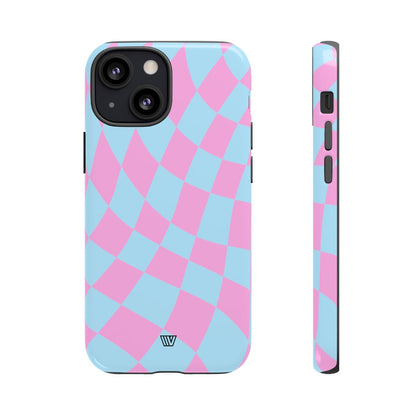 BLUE PINK CURVY CHECKERBOARD | Tough Phone Case