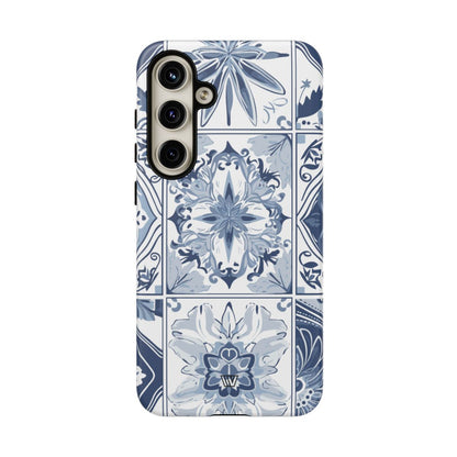 BLUE WHITE TILE | Tough Phone Case