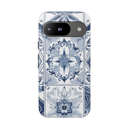 BLUE WHITE TILE | Tough Phone Case