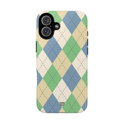 GREEN BLUE BEIGE ARGYLE | Tough Phone Case