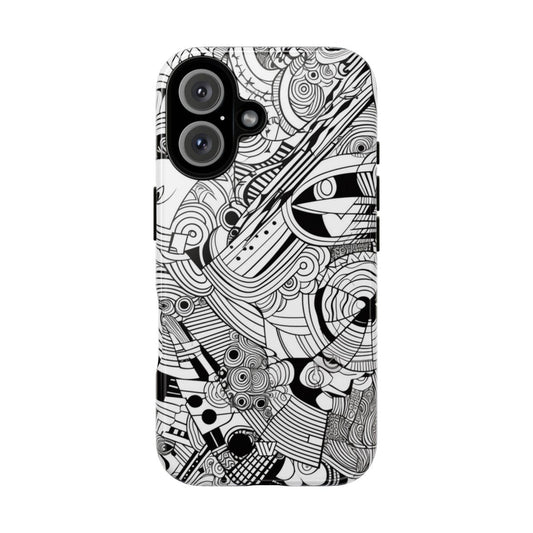 B&W ABSTRACT DOODLE | Tough Phone Case