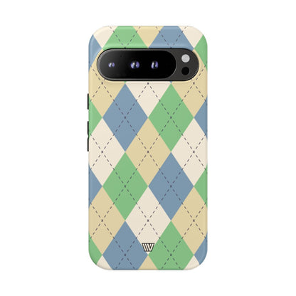 GREEN BLUE BEIGE ARGYLE | Tough Phone Case