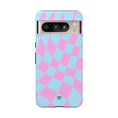 BLUE PINK CURVY CHECKERBOARD | Tough Phone Case