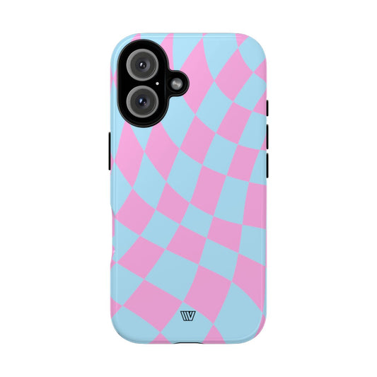 BLUE PINK CURVY CHECKERBOARD | Tough Phone Case