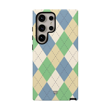GREEN BLUE BEIGE ARGYLE | Tough Phone Case