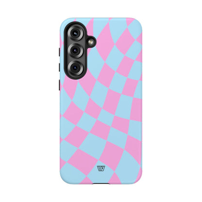 BLUE PINK CURVY CHECKERBOARD | Tough Phone Case