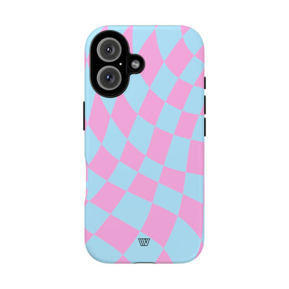 BLUE PINK CURVY CHECKERBOARD | Tough Phone Case