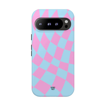 BLUE PINK CURVY CHECKERBOARD | Tough Phone Case