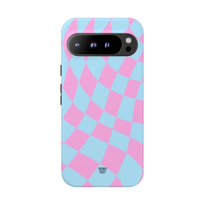 BLUE PINK CURVY CHECKERBOARD | Tough Phone Case