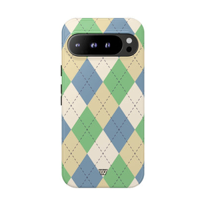 GREEN BLUE BEIGE ARGYLE | Tough Phone Case