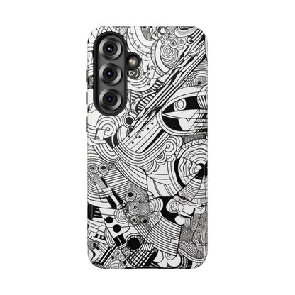 B&W ABSTRACT DOODLE | Tough Phone Case