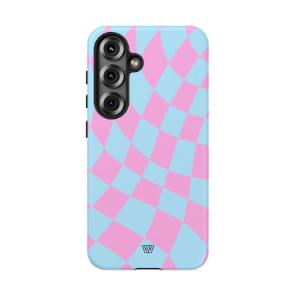 BLUE PINK CURVY CHECKERBOARD | Tough Phone Case