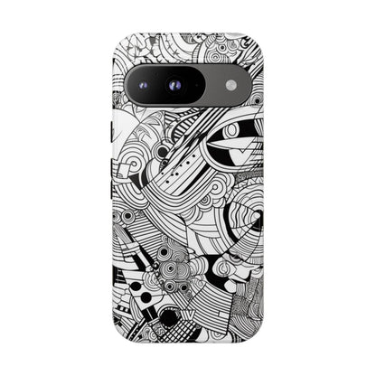 B&W ABSTRACT DOODLE | Tough Phone Case