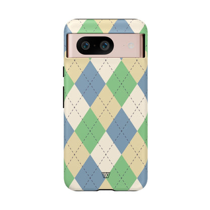 GREEN BLUE BEIGE ARGYLE | Tough Phone Case